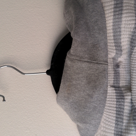 American Eagle Grey Stripe Thermal Sweater Long Cardigan AE Tunic Vintage Preppy - Picture 7 of 10